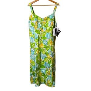NWT Madison Leigh 18W Green/Blue Floral Sundress [0132]
